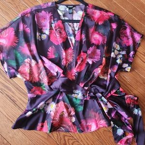 Express women's floral wrap style peplum blouse